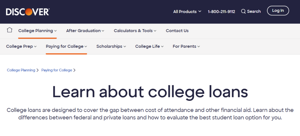 Discover student loans , private student loans